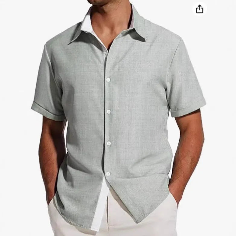 Men's short-sleeved floral print shirt in polyester fabric available in multiple colours and sizes
