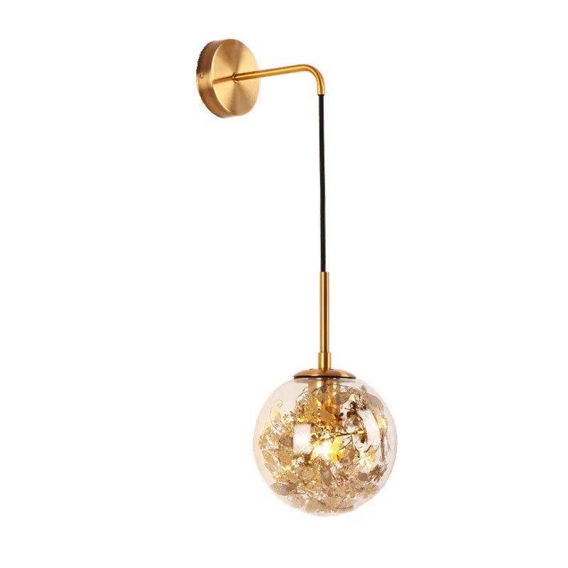 Modern glass bedside wall lamp in golden flower finish with 20cm diameter