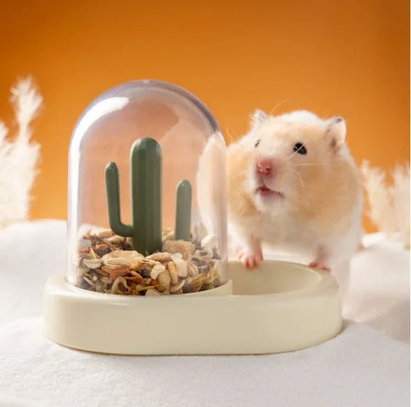 Creative cactus automatic hamster feeder 190ml grain storage Milky Mint Green or Vanilla Warm Yellow