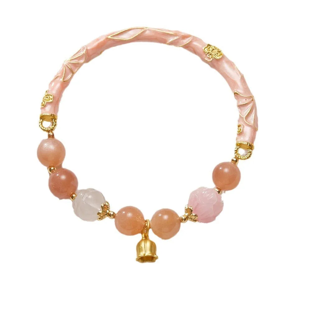 Half-life Liangyuan sunflower and jinsi jade handmade half bracelet with lily design