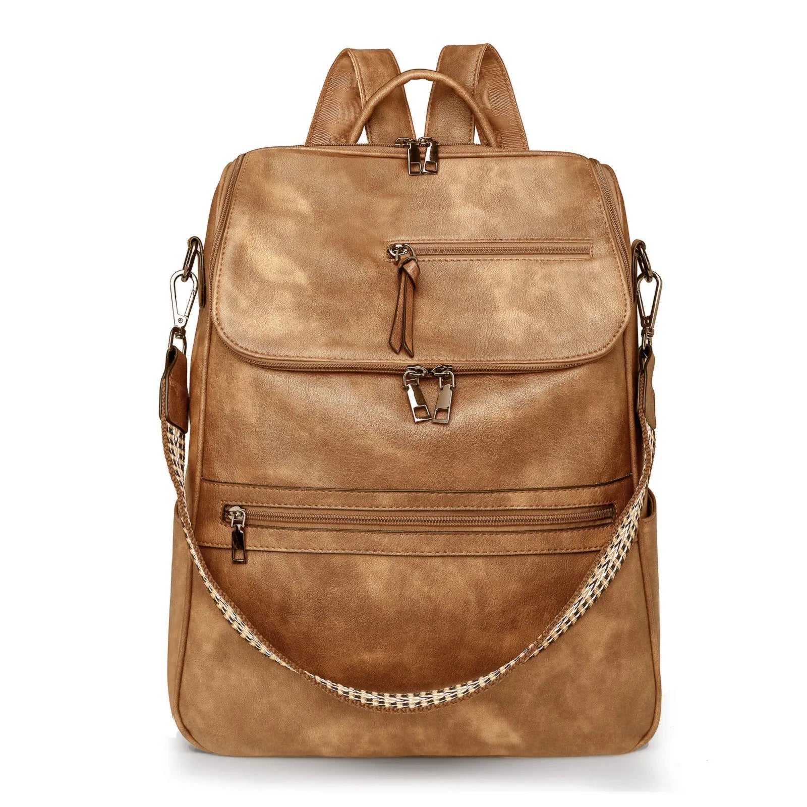 Retro style PU backpack with curved shoulder straps in one of six colour options