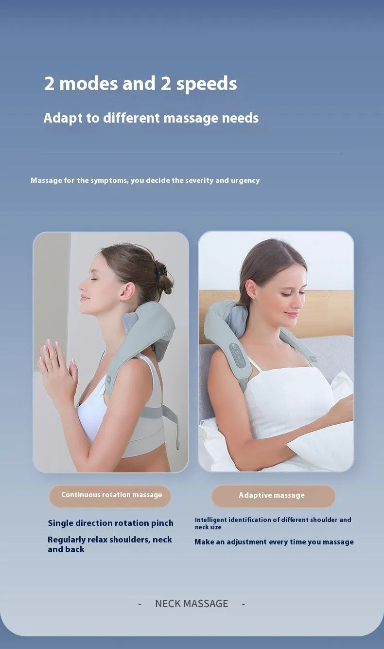 Gray elastic fabric multifunctional neck back waist massager with USB rechargeable 1500mAh battery and infrared physiotherapy