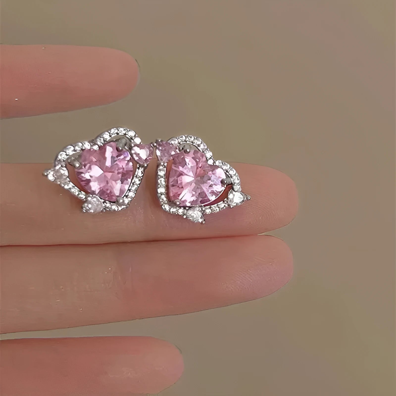 Guardian Heart trendy stud earrings for women white K copper electroplated heart shape pair