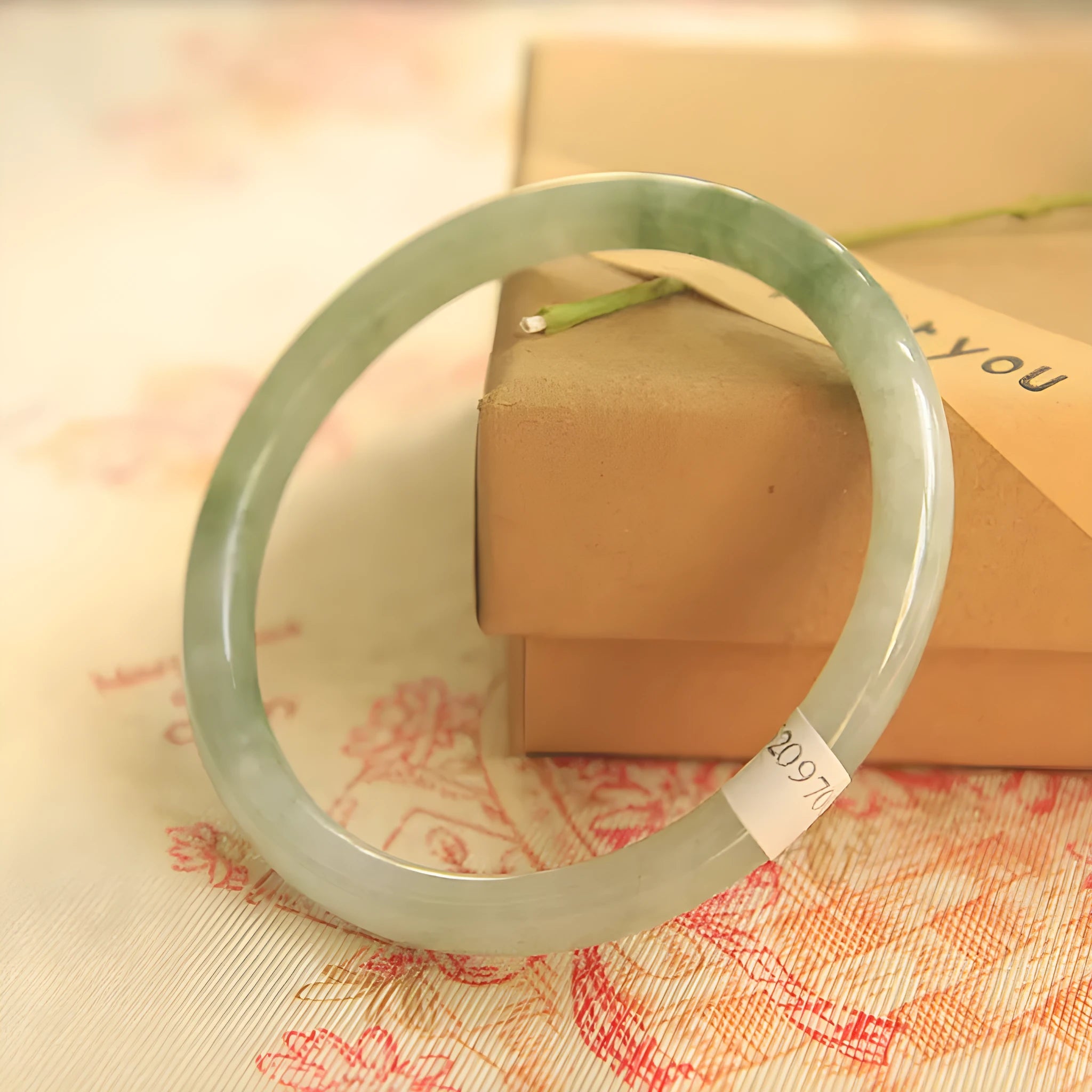 Green jade waxy geometric Chinese style bracelet with 10mm size and traditional design