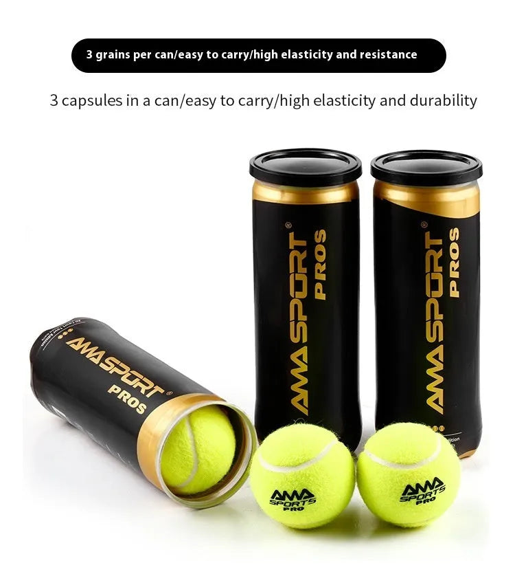 Three high elasticity cage plate training tennis balls in black, green, and yellow for durable sports practice