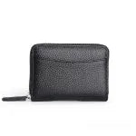 Men's and women's genuine leather zipper coin purse in solid colour with sewing line detailing