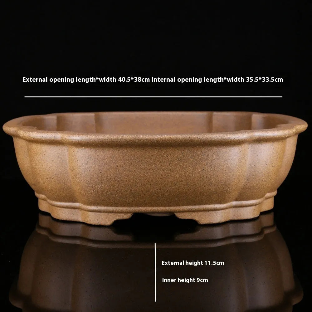 Handmade purple sand plant basin in large hexagonal or Begonia style for breathable plant cultivation