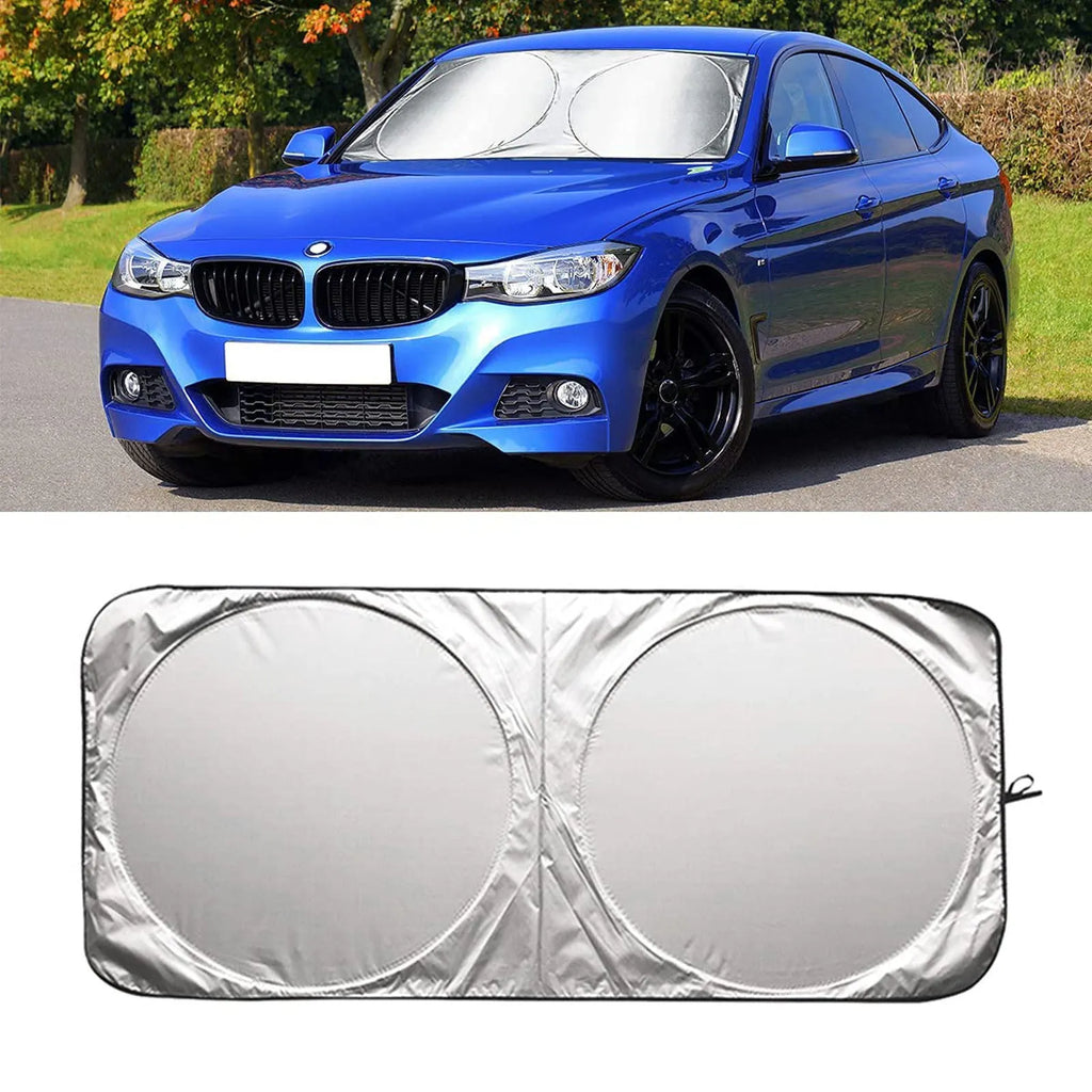 Car sun block silver tape windshield shade with reflective surface in simple style