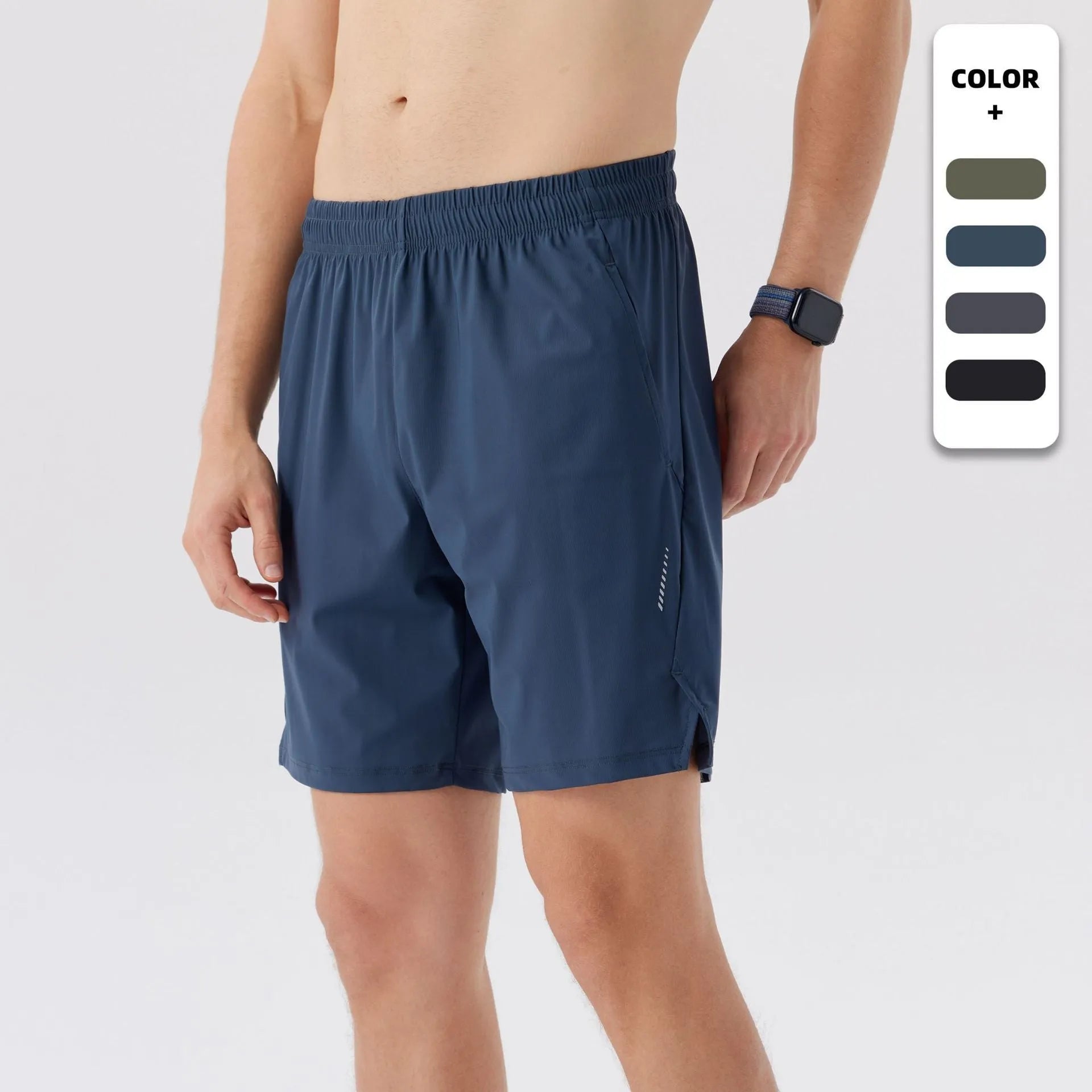 Personality Ice Silk Sports Shorts for Men, breathable nylon, 4 colours Black 763 khaki ink blue rock gray, mid waist, sizes M to 3XL