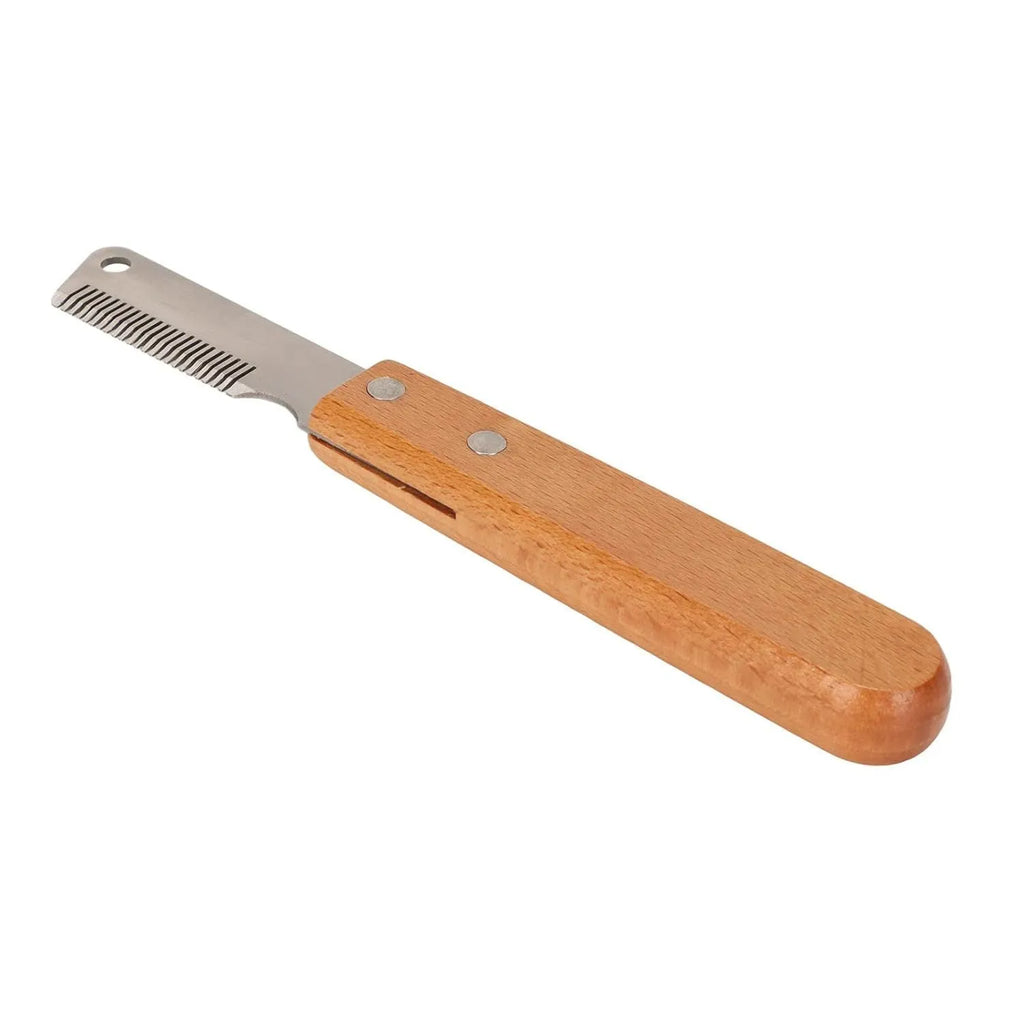 Wooden handle pet stripping comb for dogs and cats in two sizes