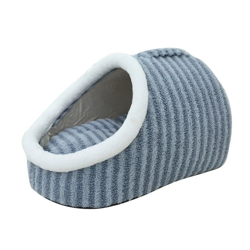 Thickened three-dimensional cat nest in blue, double-piece design, available in macaron colours