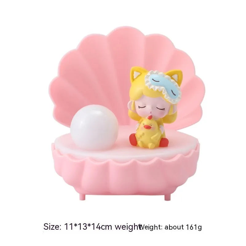 Shell Star Light small resin night lamp in pink pig girl design for birthday gift