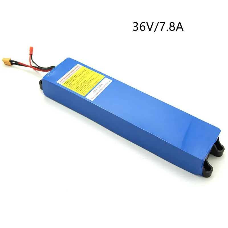 36V lithium battery pack for electric scooters with capacity options of 6.6Ah, 7.8Ah, and 10.4Ah