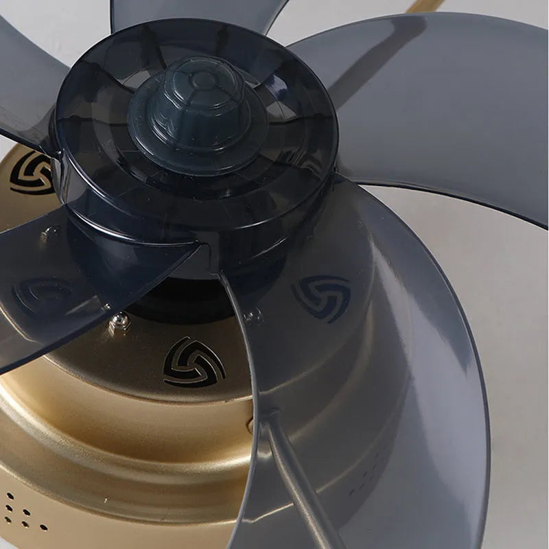 Nordic style ceiling fan lamp with remote control in coffee gold finish, 50cm diameter