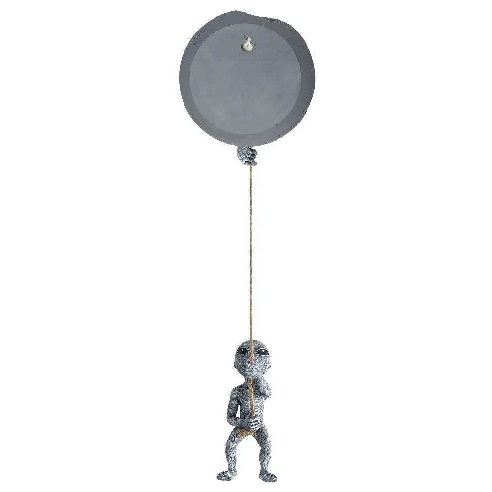 Grey resin carved alien tree pendant for outdoor courtyard decoration, 19x15x20cm