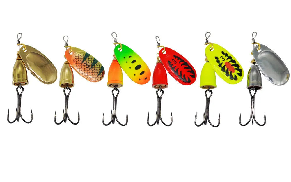 Composite rotating sequins copper bell fishing lure in seven colour options including gold, silver, and rose gold