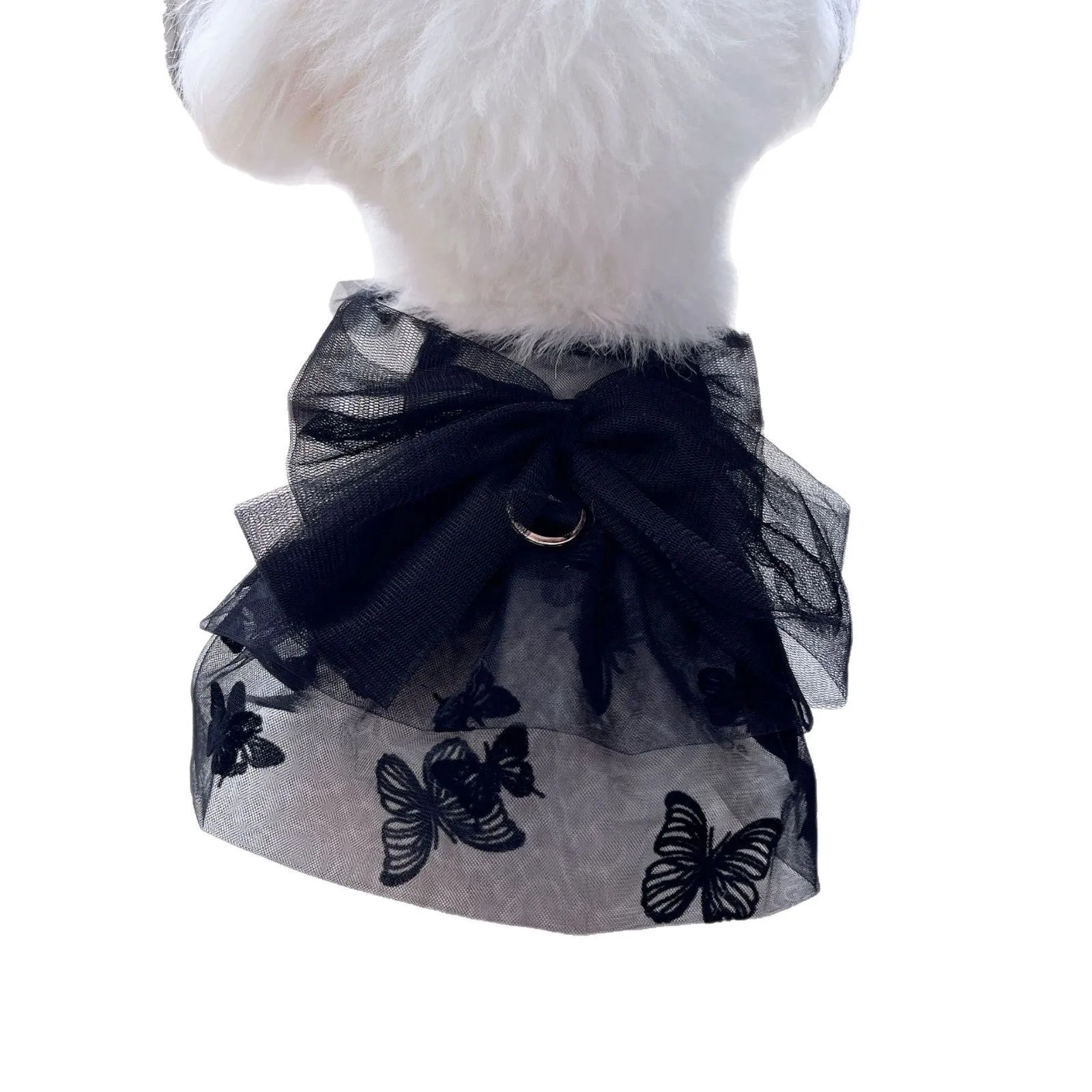 Black polyester princess tulle skirt for small dogs and cats on size chart