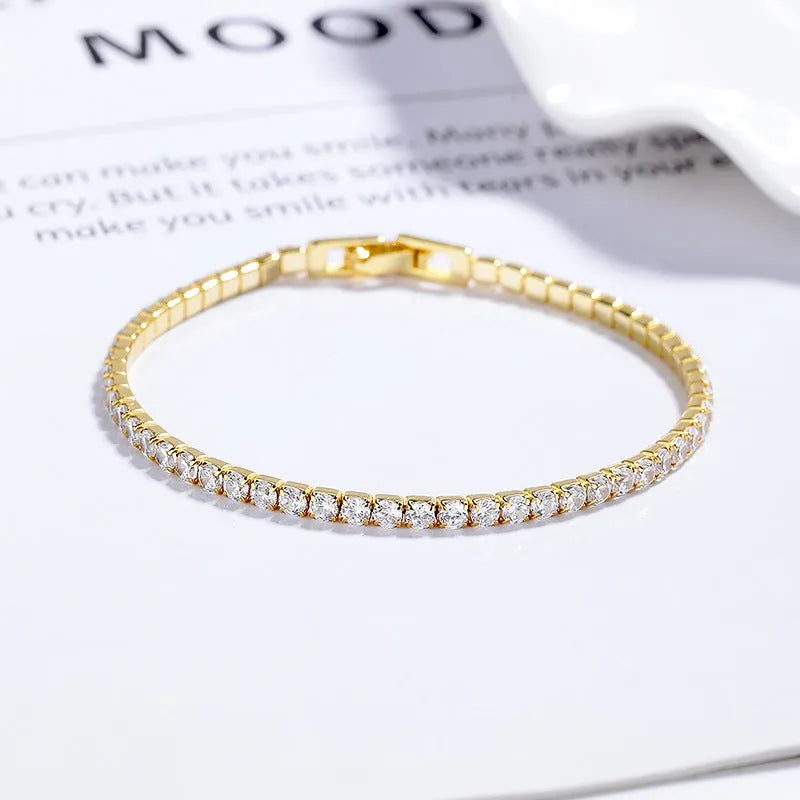 925 sterling silver full diamond bracelet with pave elements on white background