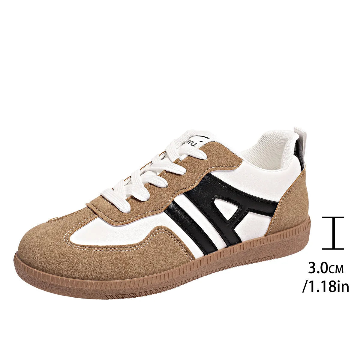Women's retro lace-up jogging shoes in grey with a colour-matched cross strap and platform sole.