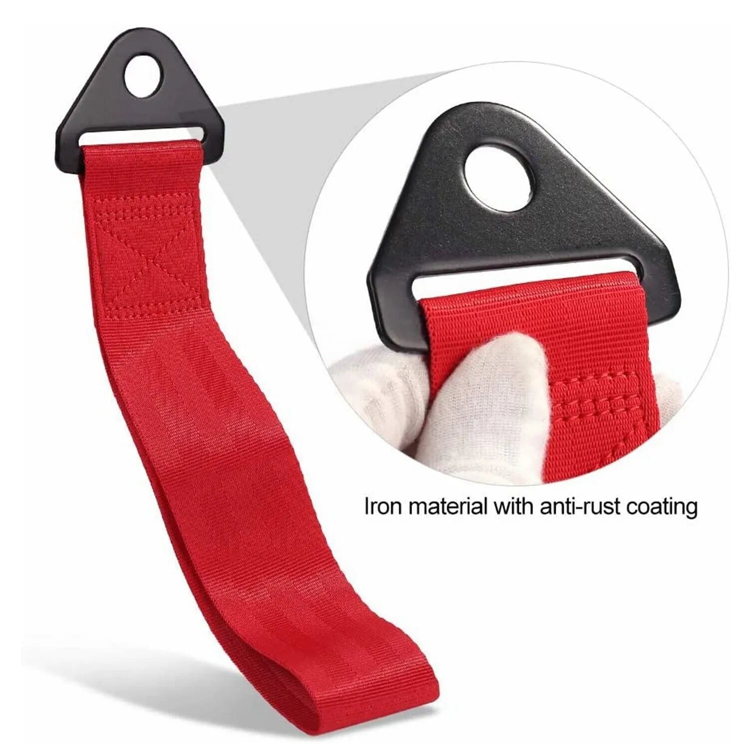 Automotive trailer rope in red made of ABS nylon with 3m tie holder for car bumper decoration