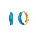Geometric U-shaped epoxy earrings with colourful dripping oil treatment on silver-plated copper wire