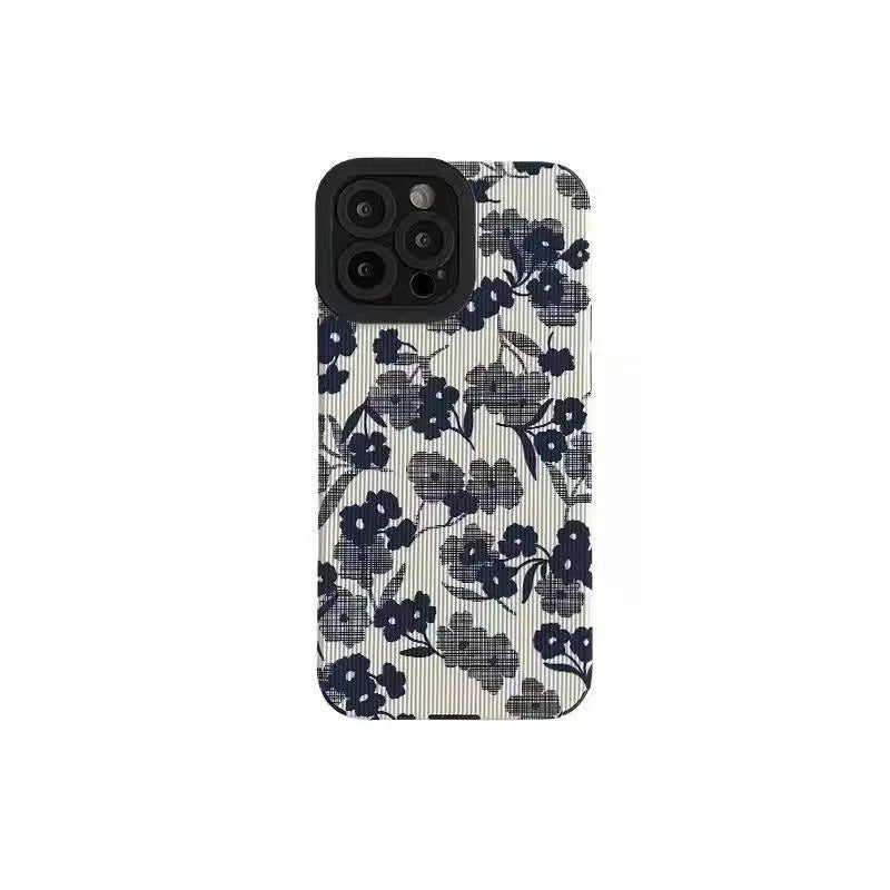 Imitation leather all-inclusive silicone phone case with metal stamping pattern in wavy texture colour for Apple iPhone