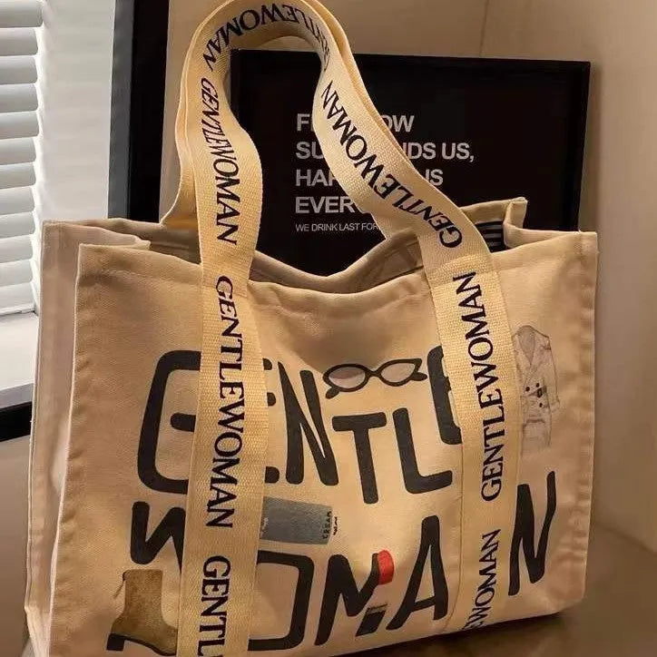 Canvas women's travel tote bag with large capacity and printed design options