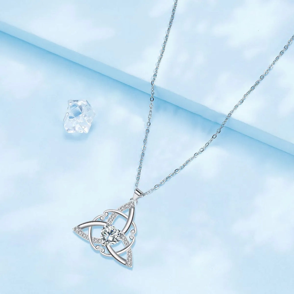 Copper Celtic knot necklace for women with electroplated finish in geometric design