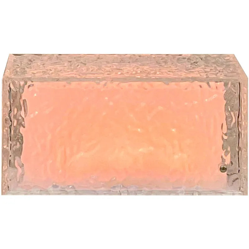 Clear acrylic geometric ice cube shaped night lamp with colour-changing LED lights.