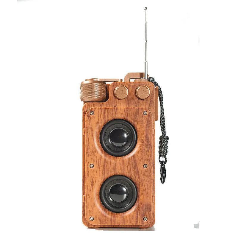 A8 wood grain creative wireless dual speaker Bluetooth speaker double horn gold colour