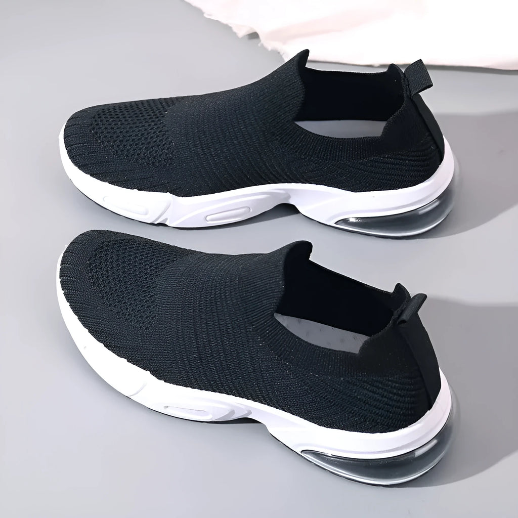 Slip-on breathable lightweight lazy sock shoes in 2205 Black with mesh lining and PVC sole