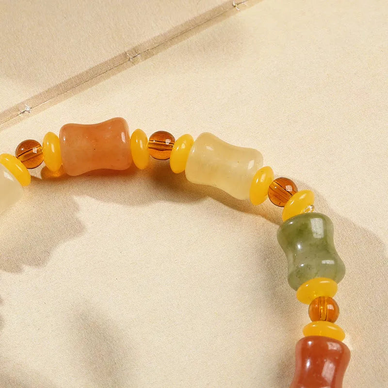 Natural Xinjiang Jinsi Jade small bone beads bracelet geometric auspicious pattern 10.5x8mm women's Chinese style