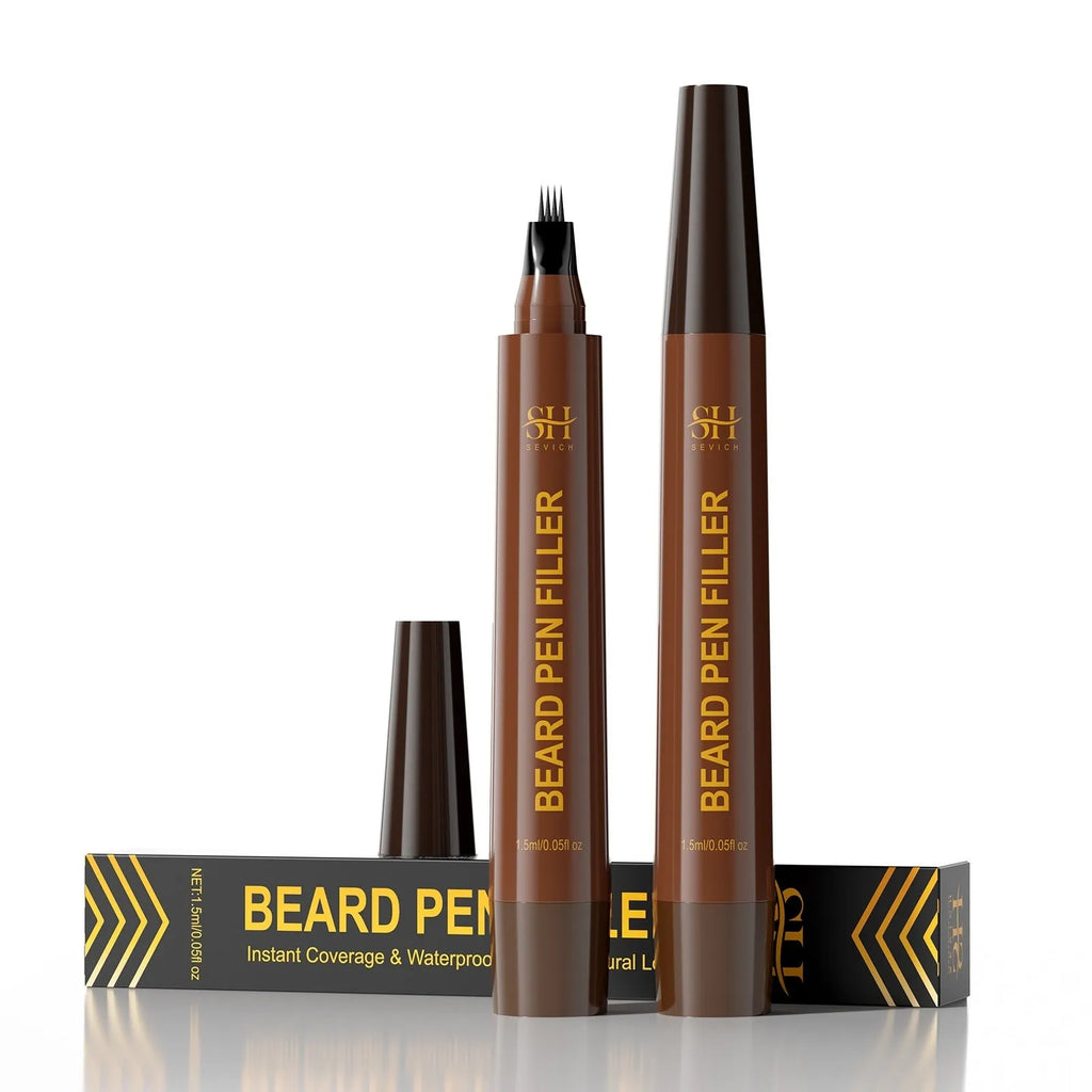 Men's sweatproof waterproof beard eyebrow hairline filler pencil in black and dark brown