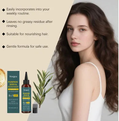 Rosemary hair essential oil 100ml bottle with pointed applicator and hair comb