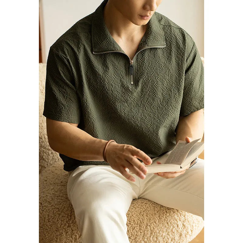 American quick-drying ice silk cool breathable short sleeve T-shirt in cedar green, loose fit