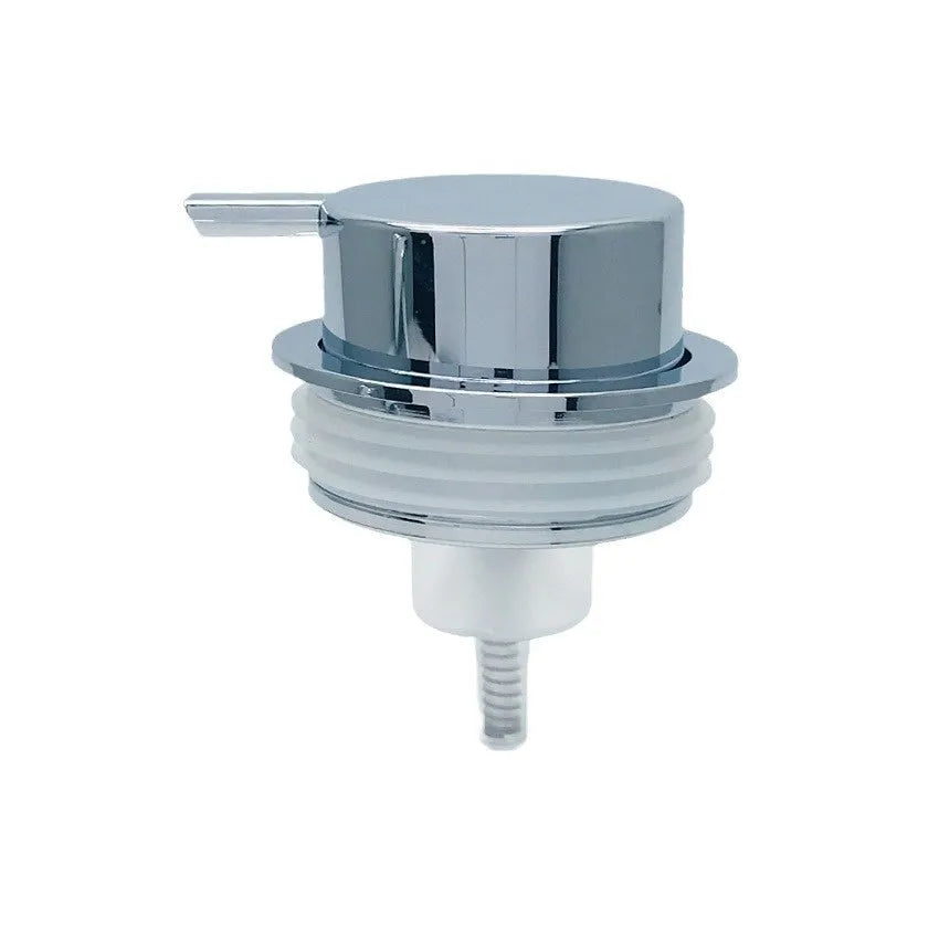 ABS plastic foam pump dispenser with a large pump head in a choice of metallic and matte finishes.