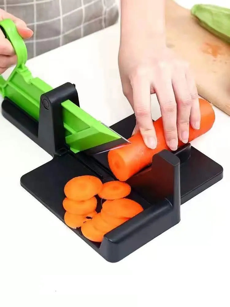 Multifunctional vegetable cutter with stainless steel blade for carrots and potatoes in green colour