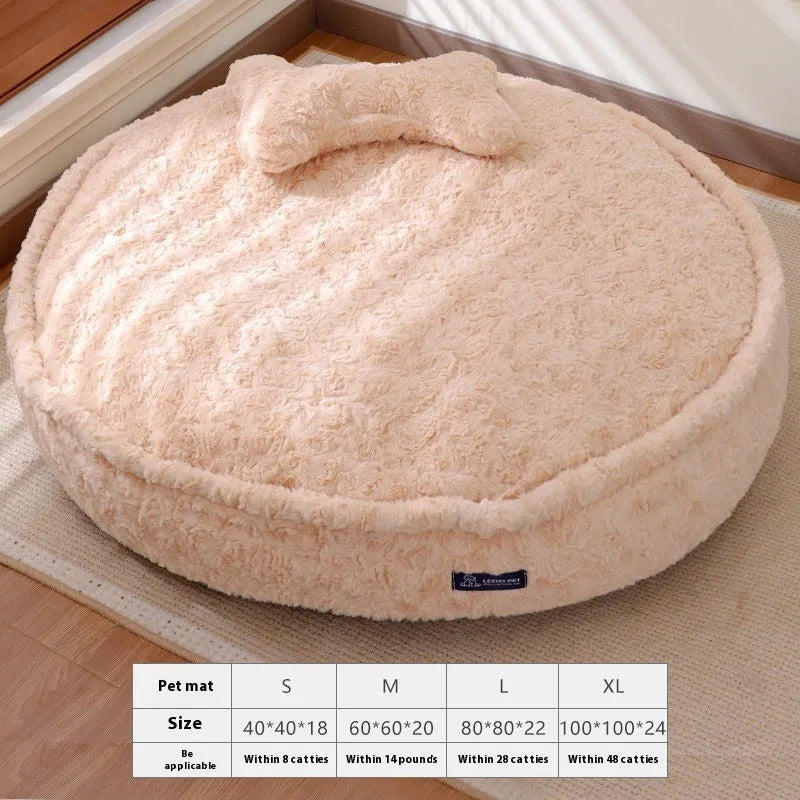 Round nest dog kennel in milk tea colour, size S, made from bite-resistant cloth