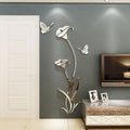 3D acrylic lily wall sticker in pink colour with dimensional floral petals