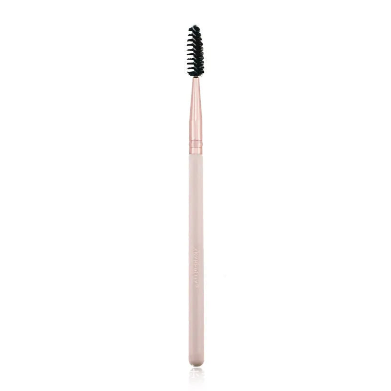 26 piece pink makeup brush set with wooden handles in PU storage bag