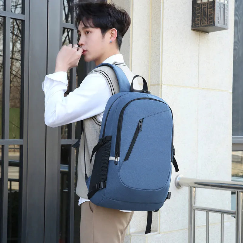 Oxford cloth computer backpack in solid colour with 20-35L capacity and street trend styling
