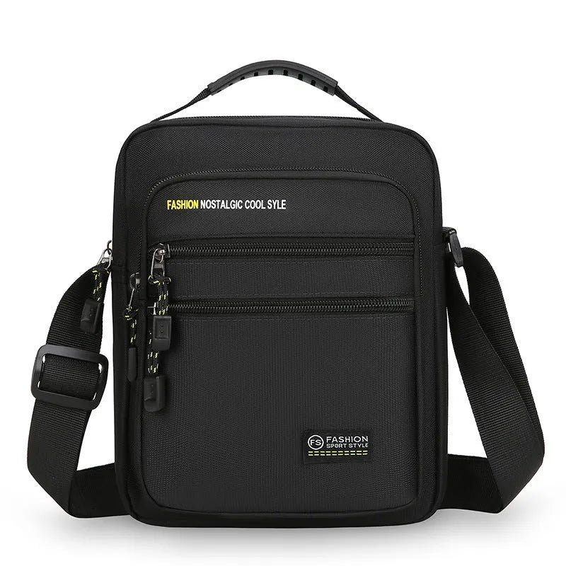 Men's waterproof nylon crossbody shoulder bag in urban simplicity style with burden reduction function