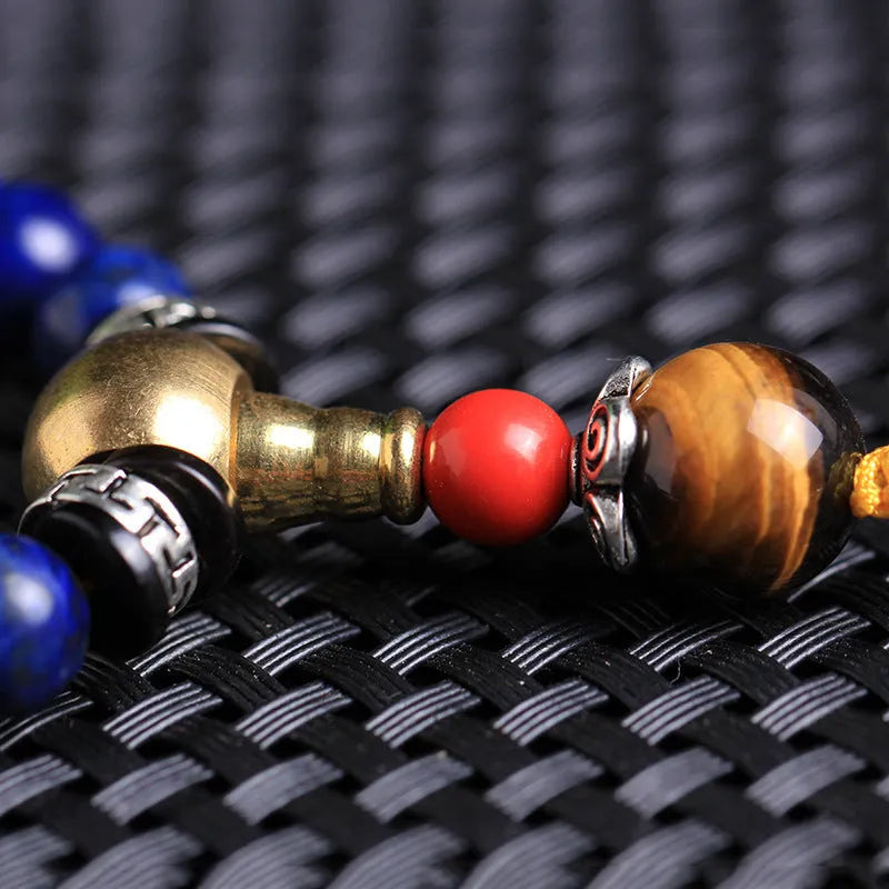 Natural Lapis Lazuli 108 bead bracelet unisex style 6mm or 8mm beads with animal and zodiac design