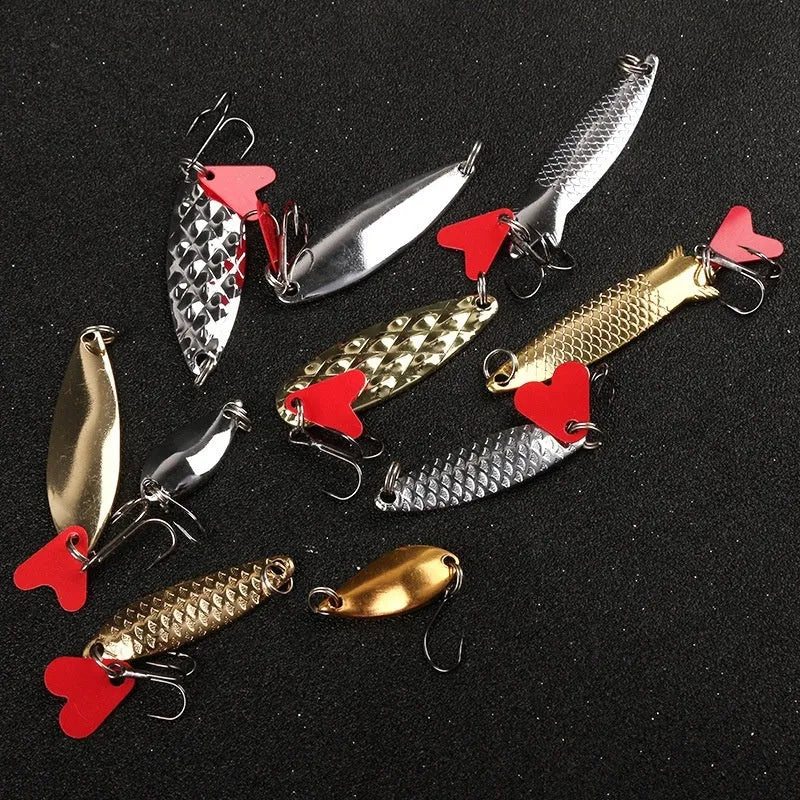 Pineapple lure metal sequins in gold and silver colours for fishing tackle boxes