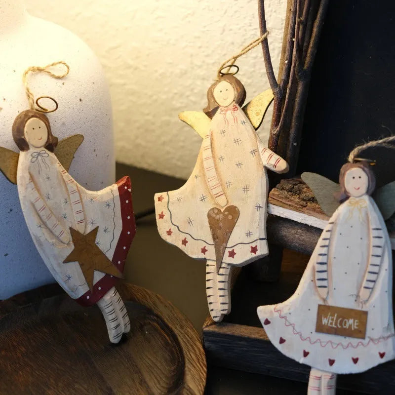 Hand-painted wooden door plate pendant with American country style carving