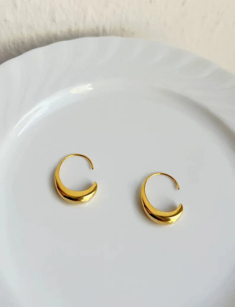 Alloy snake earrings in gold electroplated finish, creative retro fashion style for women