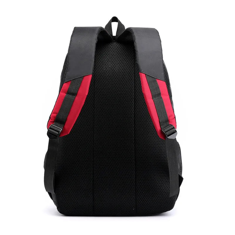 Waterproof nylon school backpack in urban simplicity style with contrast stitching, available in multiple colours