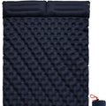 Double air mattress for camping widened outdoor airbed in army green with pillow 200x120x7cm