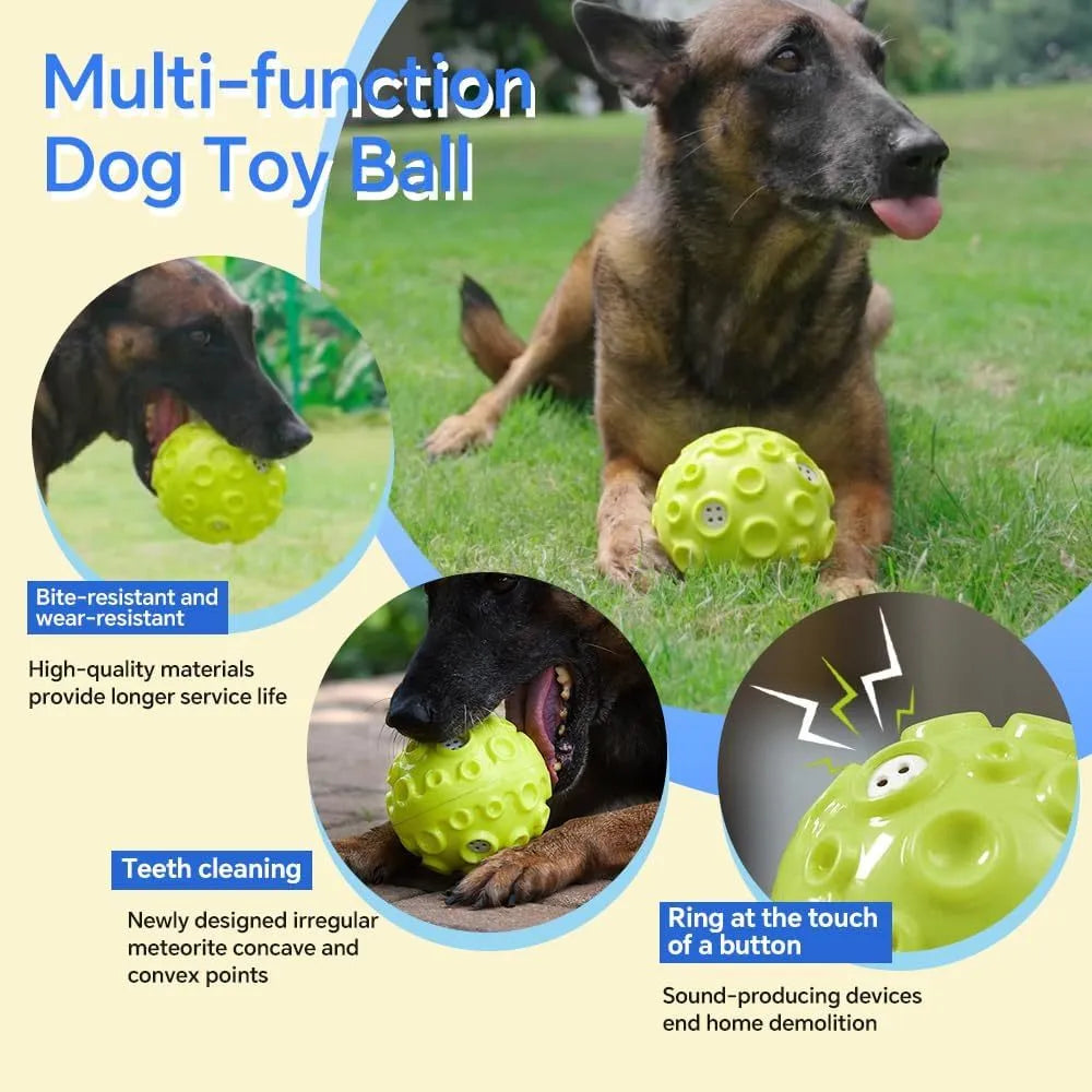 Durable natural rubber dog ball toy with textured surface for aggressive chewers in assorted colours