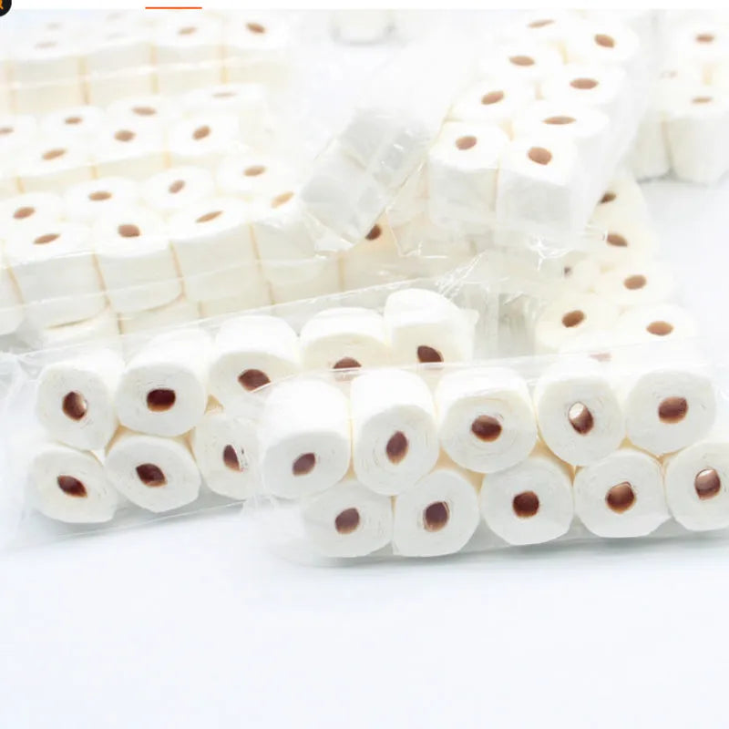 Miniature paper simulated tissue roll model measuring 30x15x80mm for children's pretend play.